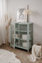 Vitrine >Milton< in mintgrün, Stahl - 80x101,5x40cm (BxHxT)