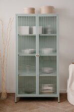 Vitrine >Milton< in mintgrün, Stahl - 80x160x40cm (BxHxT)