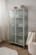 Vitrine >Milton< in mintgrün, Stahl - 80x160x40cm (BxHxT)