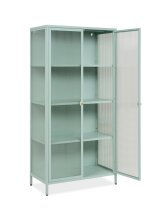 Vitrine >Milton< in mintgrün, Stahl - 80x160x40cm (BxHxT)