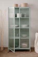 Vitrine >Milton< in mintgrün, Stahl - 80x160x40cm (BxHxT)