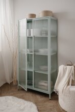 Vitrine >Milton< in mintgrün, Stahl - 80x160x40cm (BxHxT)