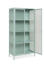 Vitrine >Milton< in mintgrün, Stahl - 80x160x40cm (BxHxT)