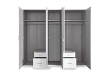 Drehtürenschrank >Freiburg< in EICHE SAEGERAU NACHBILDUNG + WEISS