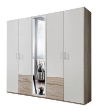 Drehtürenschrank >Freiburg< in EICHE SAEGERAU NACHBILDUNG + WEISS