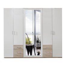 Drehtürenschrank >Freiburg< in EICHE SAEGERAU NACHBILDUNG + WEISS