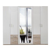 Drehtürenschrank >Freiburg< in EICHE SAEGERAU NACHBILDUNG + WEISS