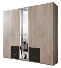 Drehtürenschrank >Freiburg< in EICHE SAEGERAU + GRAPHIT - 225x208x58cm (BxHxT)