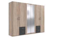 Drehtürenschrank >Freiburg< in EICHE SAEGERAU + GRAPHIT - 270x208x58cm (BxHxT)