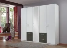 Drehtürenschrank >Freiburg< in WEISS + GRAPHIT...