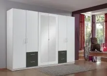 Drehtürenschrank >Freiburg< in WEISS + GRAPHIT...
