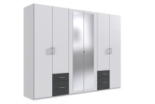 Drehtürenschrank >Freiburg< in WEISS + GRAPHIT - 270x208x58cm (BxHxT)