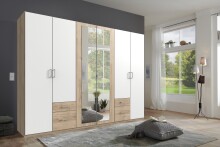 Drehtürenschrank >Freiburg< in WEISS + HICKORY...