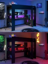Gamerbett >Online 1< in 32 - Schwarz - 220x132x180cm (LxBxH)