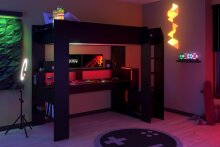 Gamerbett >Online 1< in 32 - Schwarz - 220x132x180cm (LxBxH)
