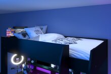 Gamerbett >Online 1< in 32 - Schwarz - 220x132x180cm (LxBxH)