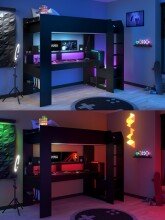 Gamerbett >Online 1< in 32 - Schwarz - 220x132x180cm (LxBxH)