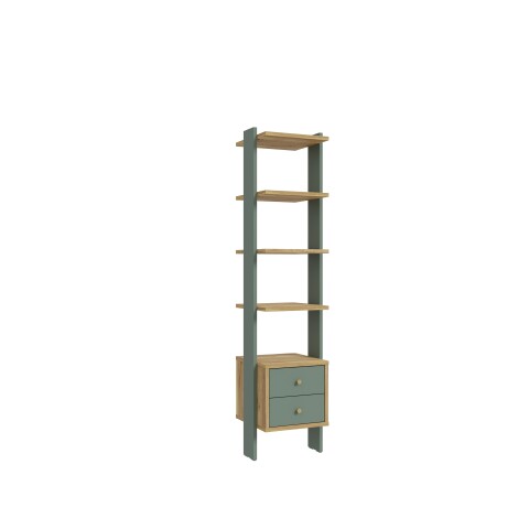 Regal >Whenua< in Mauvella Eiche, Salbei  - 44,2x185,6x41,5 (BxHxT)