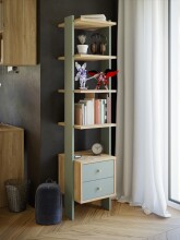 Regal >Whenua< in Mauvella Eiche, Salbei  - 44,2x185,6x41,5 (BxHxT)