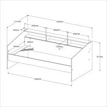 Stauraumbett >Sleep 4< in 23 - Weiss - 203x113x82cm (LxBxH)