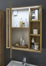 Badezimmer-Set "Greece" (3tlg.) in Wildeiche-Optik mit Absetzung Basalt / Hirnholz Tiefziehfront. 120 x 190 x 35 cm (B/H/T)