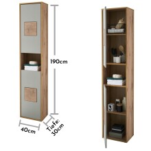 Badezimmer-Set "Greece" (3tlg.) in Wildeiche-Optik mit Absetzung Basalt / Hirnholz Tiefziehfront. 120 x 190 x 35 cm (B/H/T)