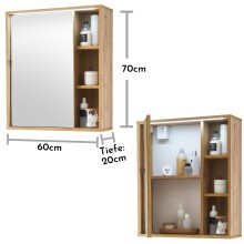 Badezimmer-Set "Greece" (3tlg.) in Wildeiche-Optik mit Absetzung Basalt / Hirnholz Tiefziehfront. 120 x 190 x 35 cm (B/H/T)