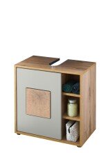 Badezimmer-Set "Greece" (3tlg.) in Wildeiche-Optik mit Absetzung Basalt / Hirnholz Tiefziehfront. 120 x 190 x 35 cm (B/H/T)