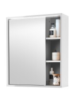 Badezimmer-Set "Greece" (3tlg.) in Weiß mit Hirnholz-Applikationen. 120 x 190 x 35 cm (B/H/T)