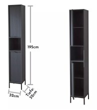 Badezimmer-Set "Lucera" (4-teilig) in Grau matt / schwarz. 192 x 192 x 32 cm (B/H/T)