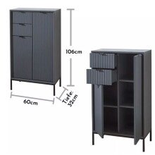 Badezimmer-Set "Lucera" (4-teilig) in Grau matt / schwarz. 192 x 192 x 32 cm (B/H/T)