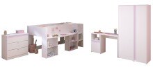 Jugendzimmer-Set >Pirouette 11< in Weiß mit Absetzung in Grau oder Rosa