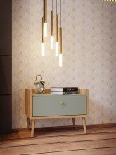 Nachtschrank >Whenua< in Mauvella Eiche, Salbei - 59,8x45,2x41,5cm (BxHxT)
