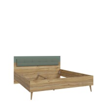 Bettgestell >Whenua< in Mauvella Eiche, Salbei - 187,4x99x206,8cm (BxHxT)