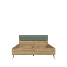 Bettgestell >Whenua< in Mauvella Eiche, Salbei - 187,4x99x206,8cm (BxHxT)