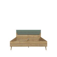 Bettgestell >Whenua< in Mauvella Eiche, Salbei - 187,4x99x206,8cm (BxHxT)