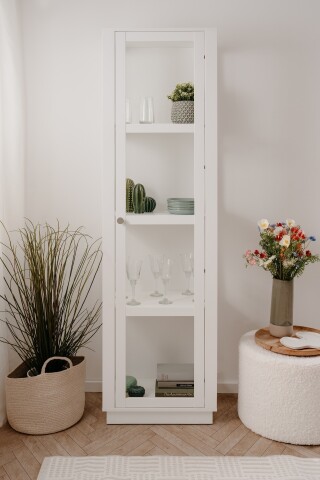 Vitrine >Arles< in weiß - 56x195x40cm (BxHxT)