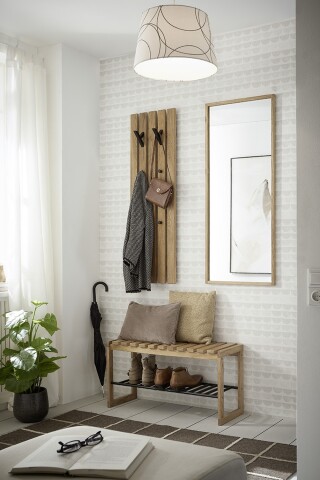 Garderoben-Set >BANTRY< in naturfarben, Eiche massiv geölt - 88x45x30cm (BxHxT)