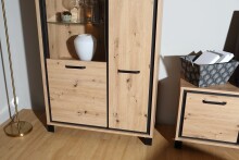 Wohnwand >Trondheim< in Holzwerkstoff, Artisan Eiche/Schwarzeiche - 344,2x208x41,5cm (BxHxT)