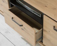 Wohnwand >Trondheim< in Holzwerkstoff, Artisan Eiche/Schwarzeiche - 344,2x208x41,5cm (BxHxT)
