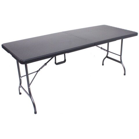 Klapptisch >Ventana< in schwarz aus Stahl/Kunststoff - 75x72x180cm (BxHxT)
