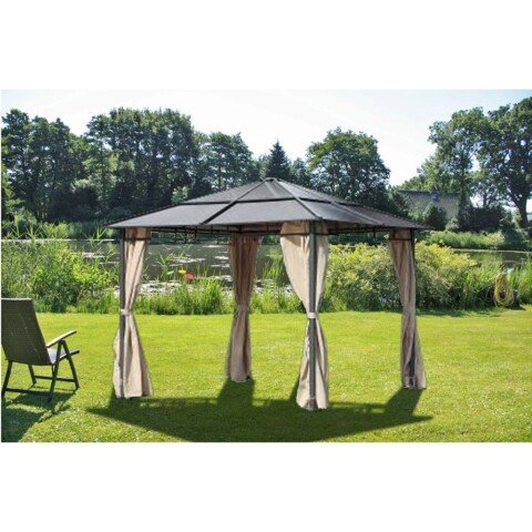 Pavillon >Napa< in anthrazit/cremebraun - 295x295x275 (LxBxH)