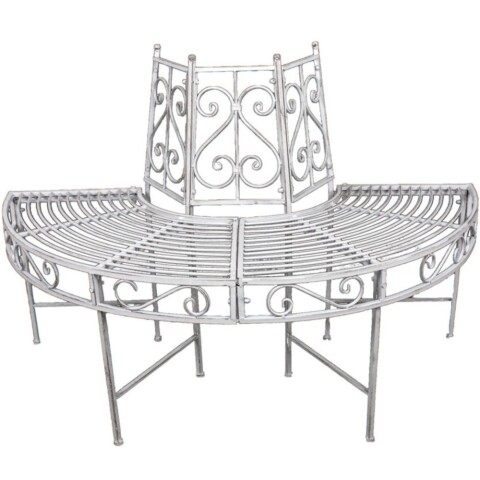 Baumbank >Varda< in weiss aus Stahl - 122x63x80cm (LxBxH)