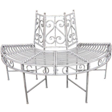 Baumbank >Varda< in weiss aus Stahl - 122x63x80cm (LxBxH)