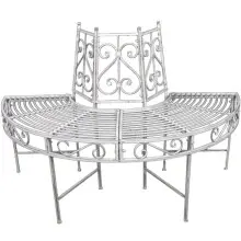Baumbank >Varda< in weiss aus Stahl - 122x63x80cm...