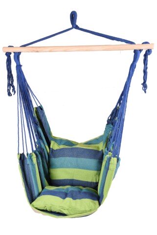 Hängesessel >Tobago< in mehrfarbig aus Holz, Baumwolle - 60x90x120cm (LxBxH)