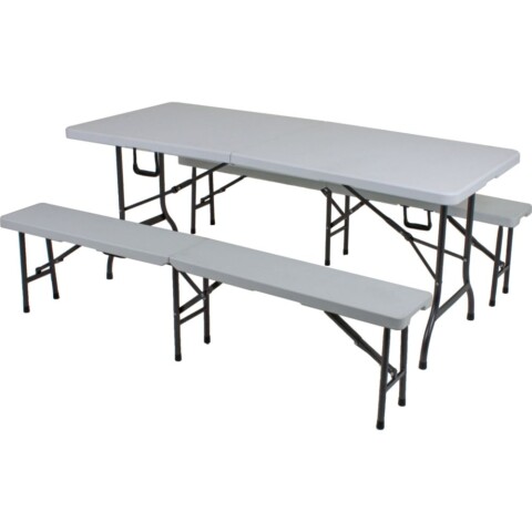 Klapptisch >Mufraro< in weiß aus Stahl, Kunststoff - 75x74x180cm (BxHxT)