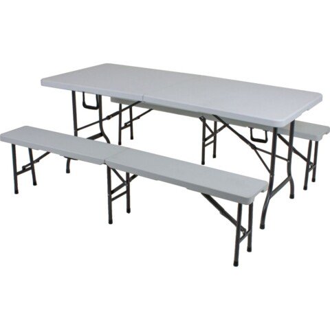 Klapptisch >Mufraro< in weiß aus Stahl, Kunststoff - 75x74x180cm (BxHxT)