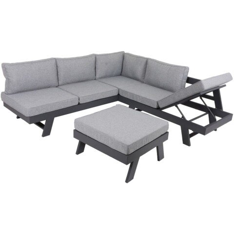 Loungeset >Donna< in grau aus Aluminium, Polyester - 70x71x31cm (LxBxH)