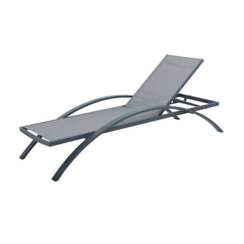 Gartenliege >Donna< in grau aus Aluminium, Kunststoffgewebe - 197x72x43 (LxBxH)